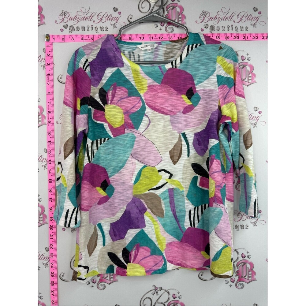 Northern reflections long sleeve rainbow multicolor top shirt flowers floral